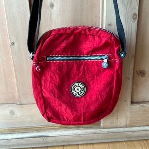 Kipling Red Crossbody Bag Purse Nylon Front Zip Pocket VGUC